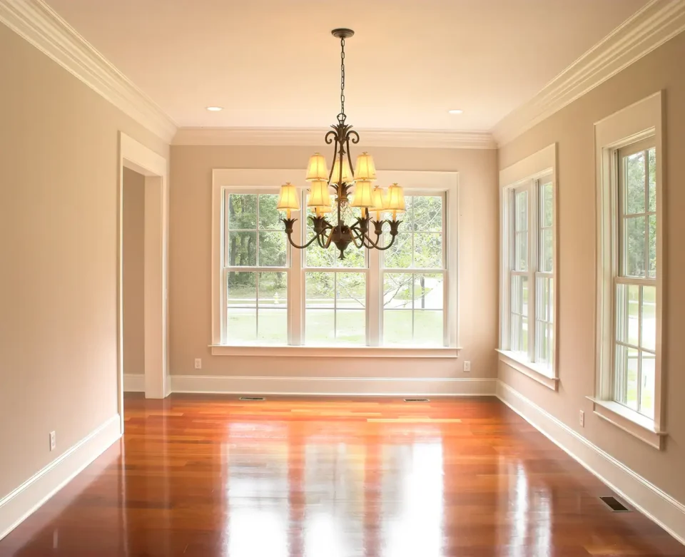 home interior with crown moulding and trim
